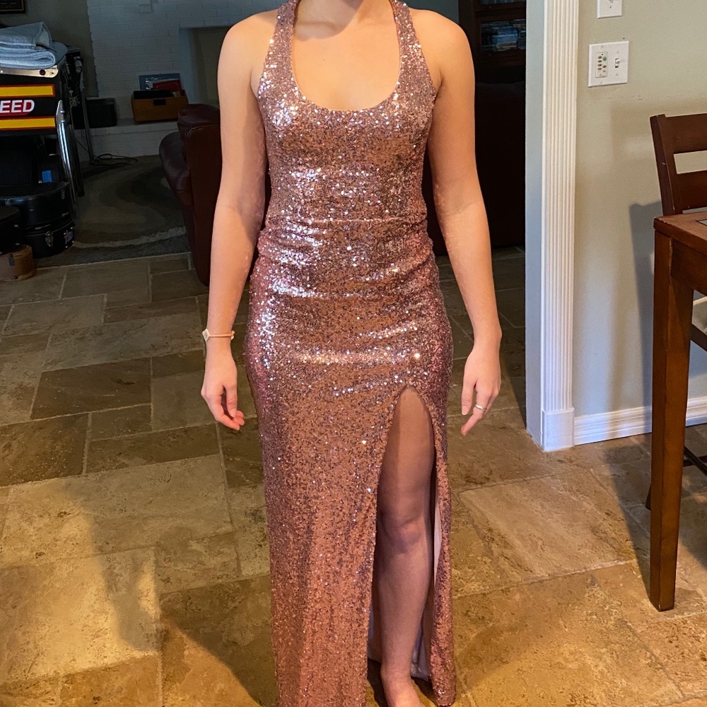 STUNNING B Darlin Pink Sequin Formal Dress - Picture 5 of 9